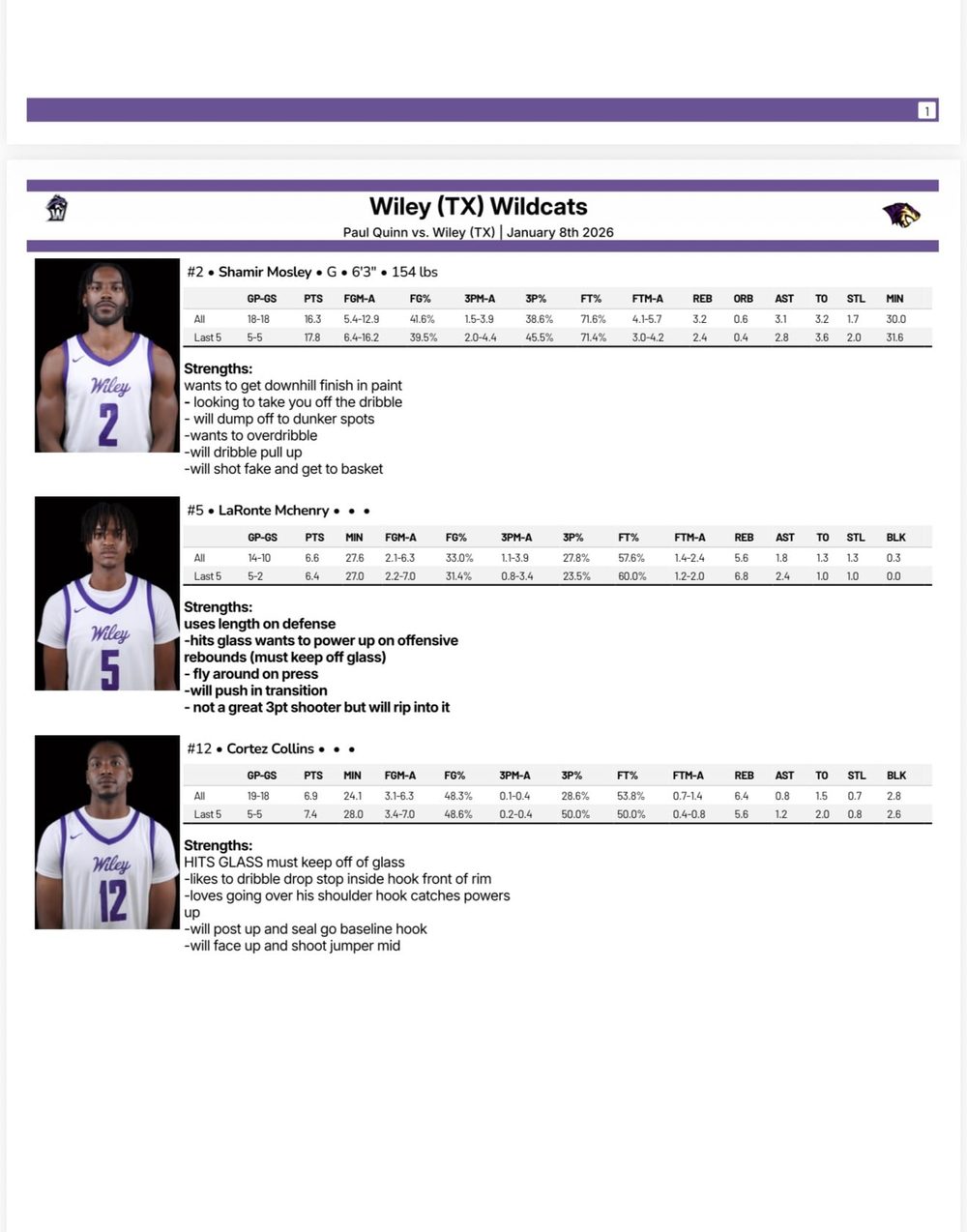 Scouting report example, page 2